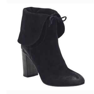 Free People Mila Heel Boot Black Suede Fold‎ Over Size EU 40 US 10